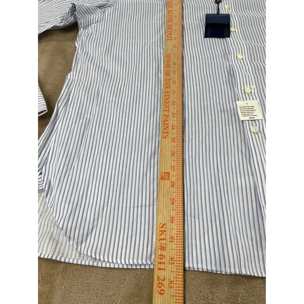 Vintage Polo by Ralph Lauren Regent Striped Dress Shirt Mens 18 Neck 46 Blue NEW
